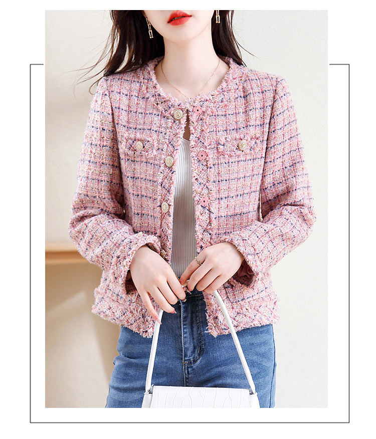 Soft Pink Plaid Jacket