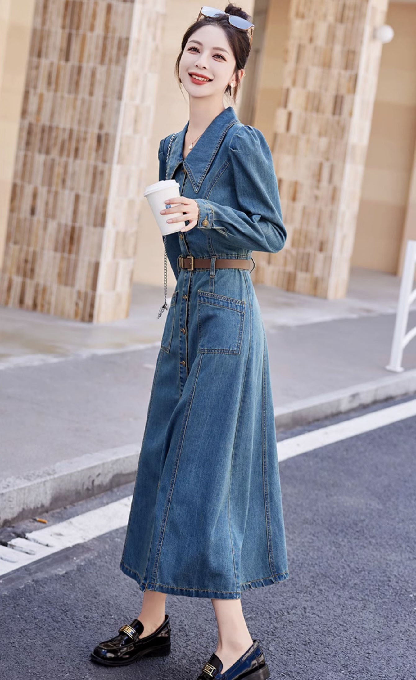 Blue Denim Mid-length Dress