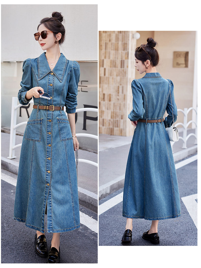 Blue Denim Mid-length Dress