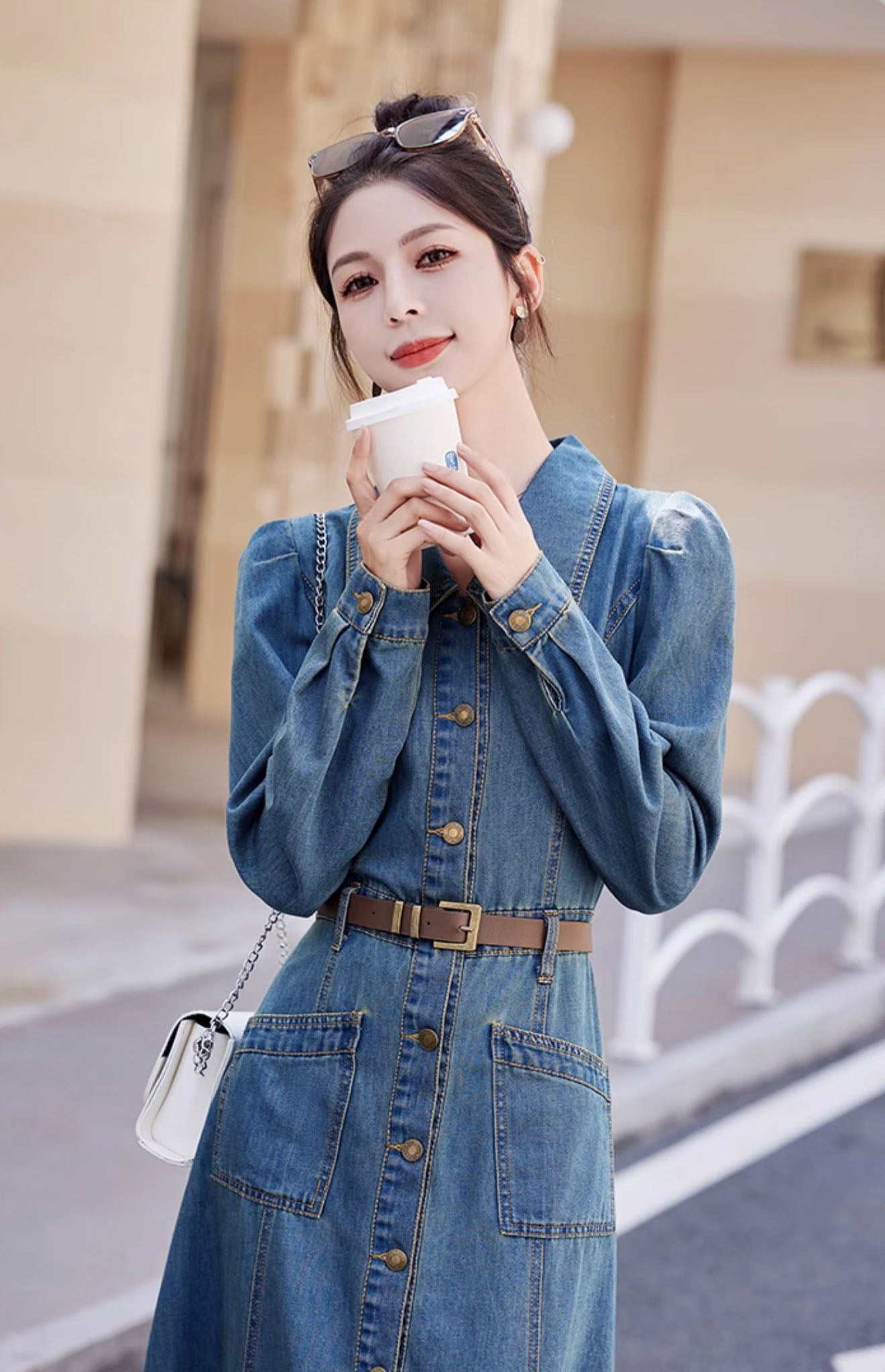 Blue Denim Mid-length Dress