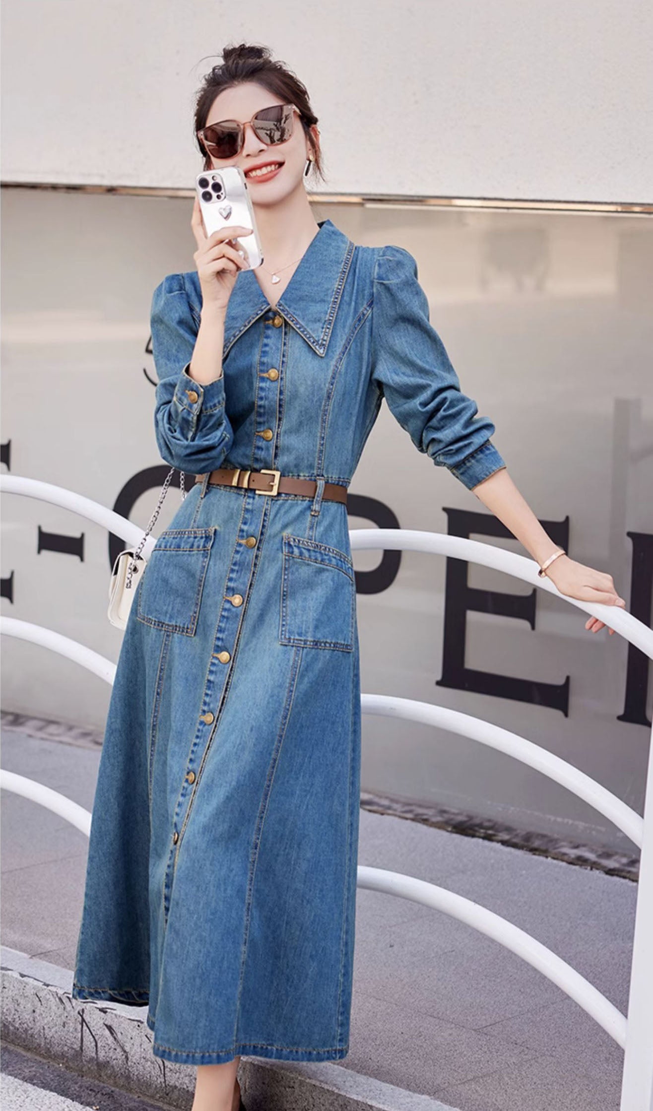 Blue Denim Mid-length Dress