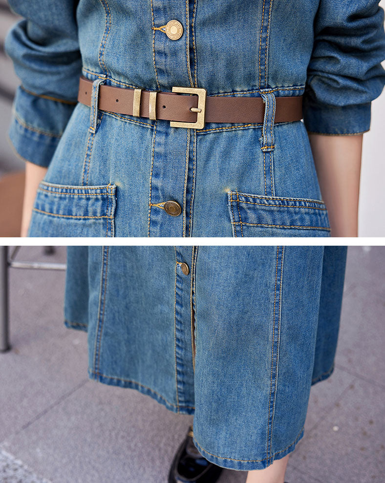 Blue Denim Mid-length Dress