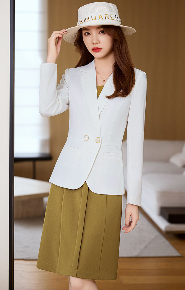 Casual Suit Jacket + Sleeveless Dress Two Pieces Suit Set