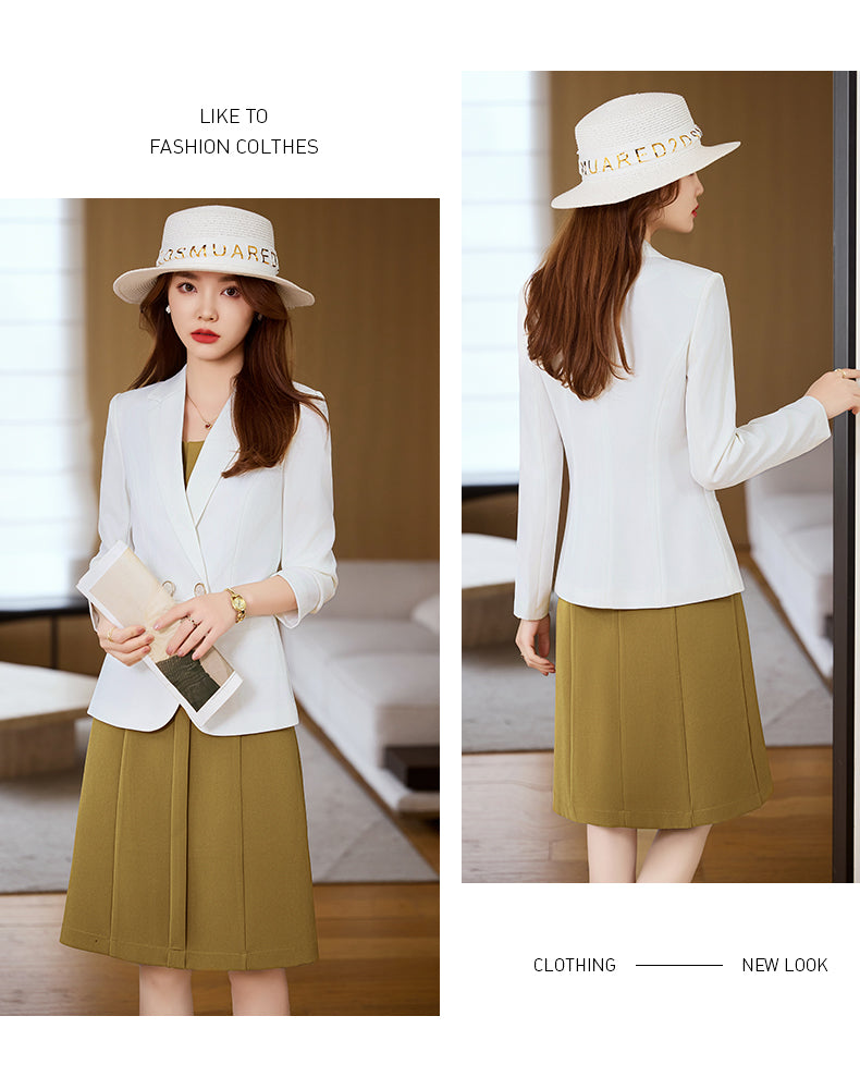 Casual Suit Jacket + Sleeveless Dress Two Pieces Suit Set