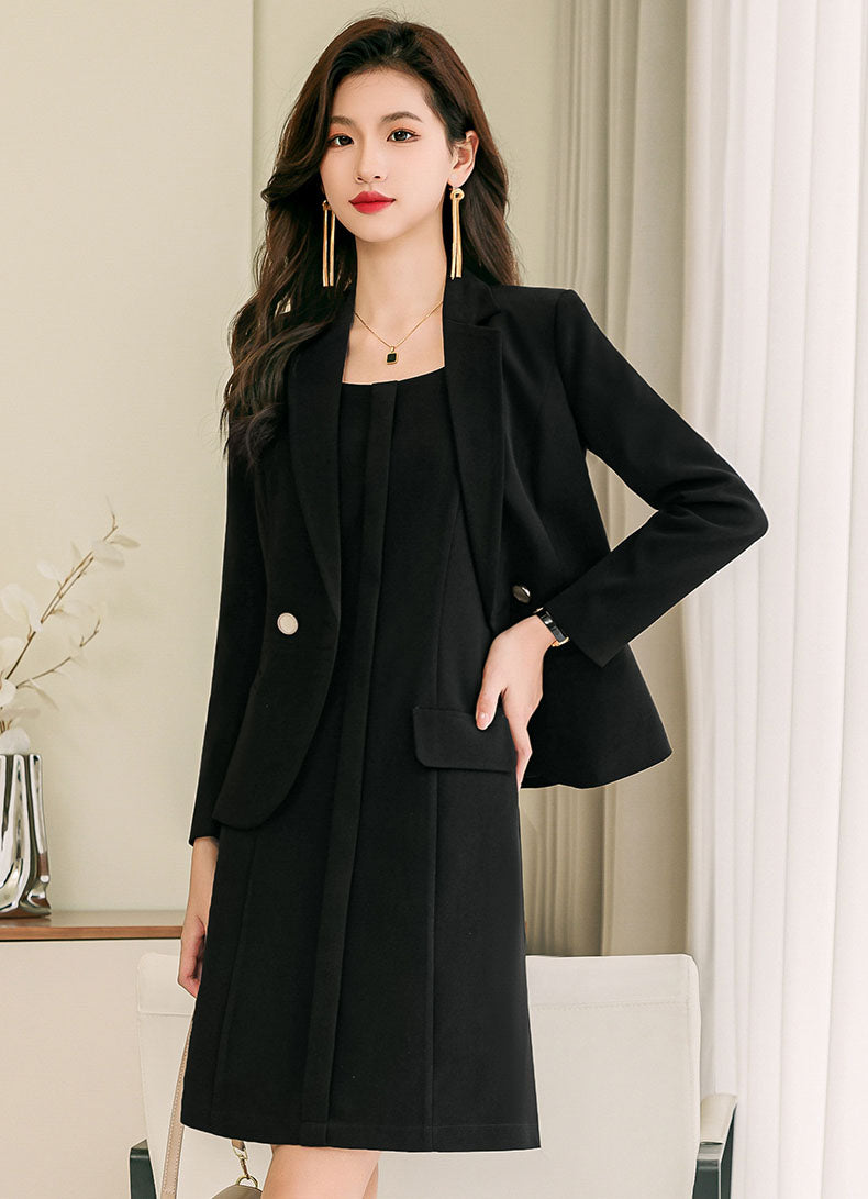 Casual Suit Jacket + Sleeveless Dress Two Pieces Suit Set