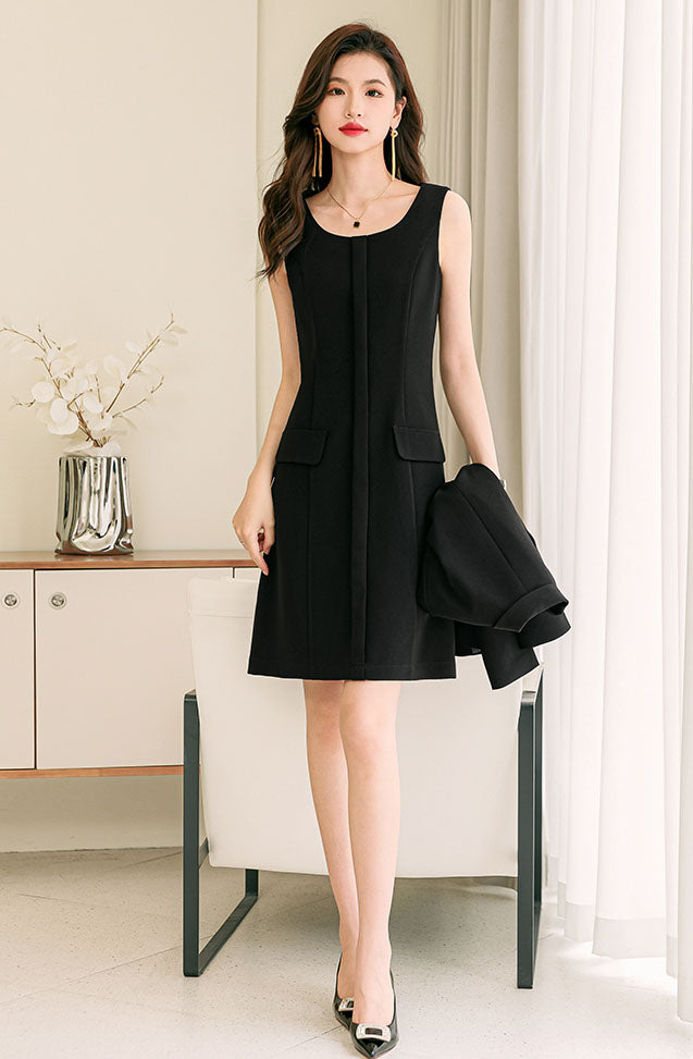 Casual Suit Jacket + Sleeveless Dress Two Pieces Suit Set