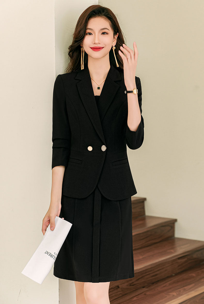 Casual Suit Jacket + Sleeveless Dress Two Pieces Suit Set