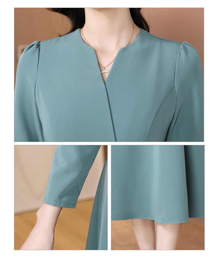 V-neck Fashionable Long-sleeved Dress