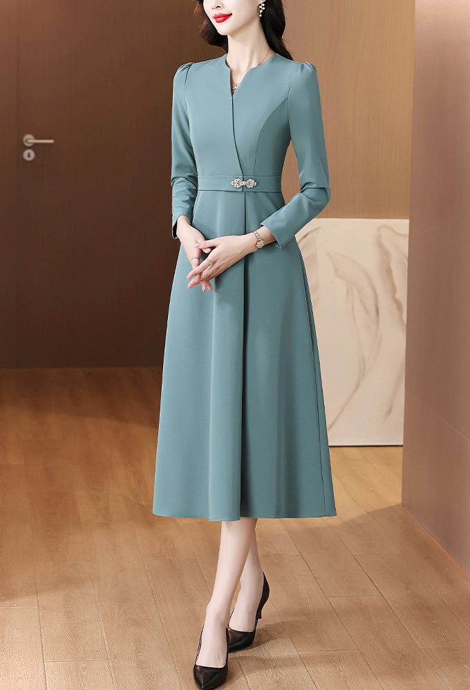 V-neck Fashionable Long-sleeved Dress