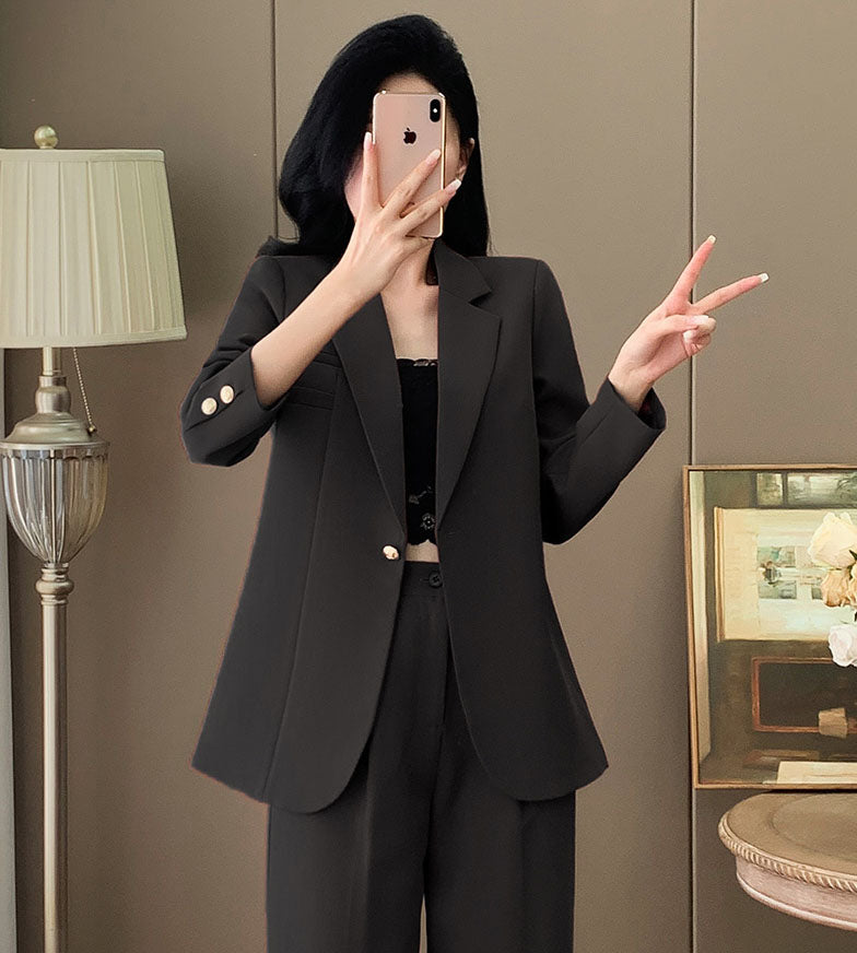 Goddess Style Casual Jacket + Trousers Two Pieces Suit Set