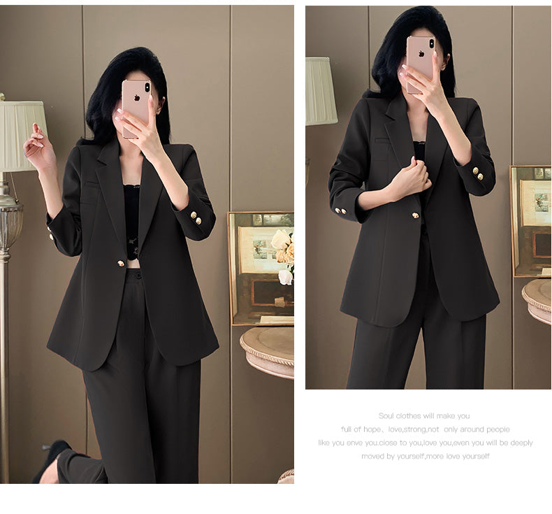 Goddess Style Casual Jacket + Trousers Two Pieces Suit Set