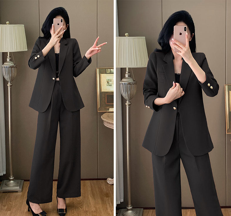 Goddess Style Casual Jacket + Trousers Two Pieces Suit Set