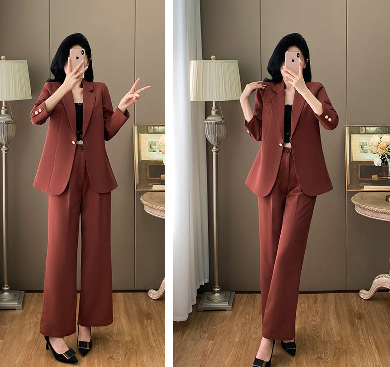 Goddess Style Casual Jacket + Trousers Two Pieces Suit Set