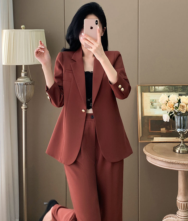 Goddess Style Casual Jacket + Trousers Two Pieces Suit Set