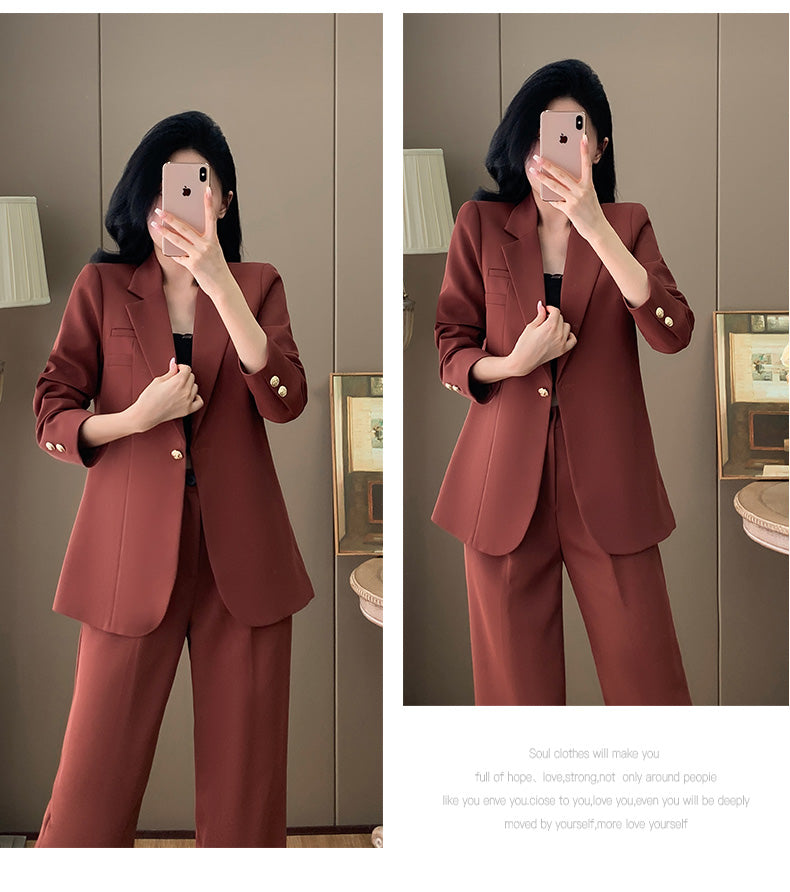 Goddess Style Casual Jacket + Trousers Two Pieces Suit Set