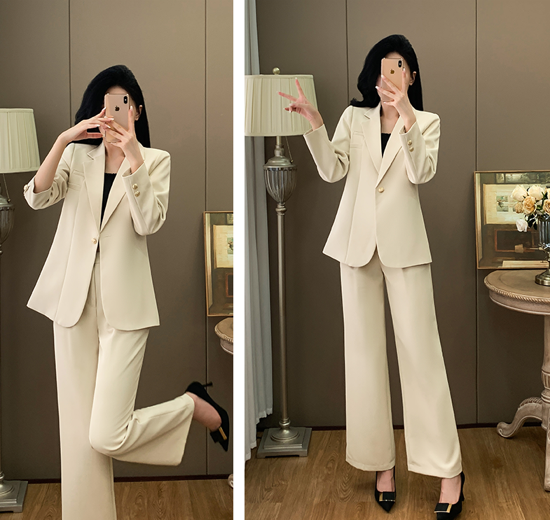 Goddess Style Casual Jacket + Trousers Two Pieces Suit Set