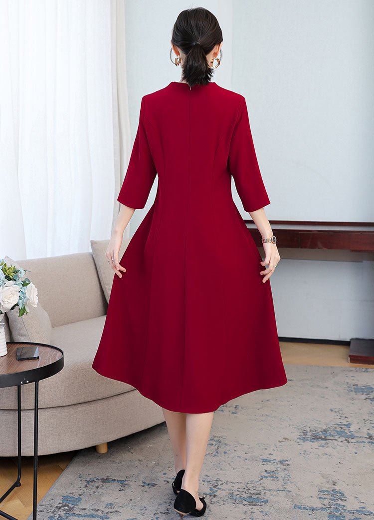 V-neck Red Banquet Dress