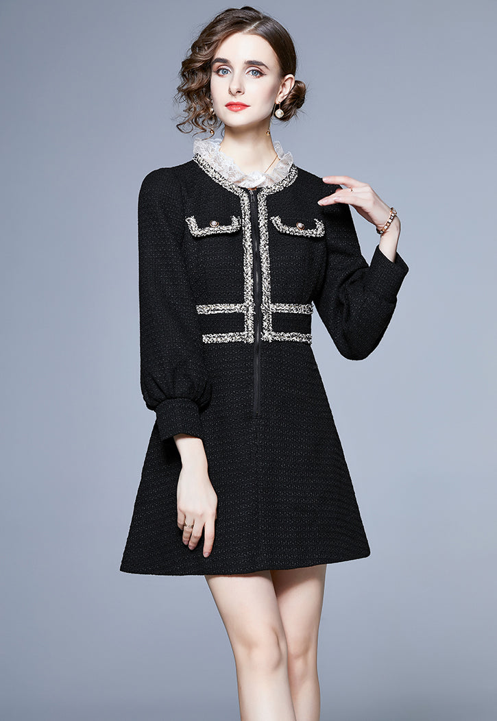 Black Long-sleeve Mini Dress