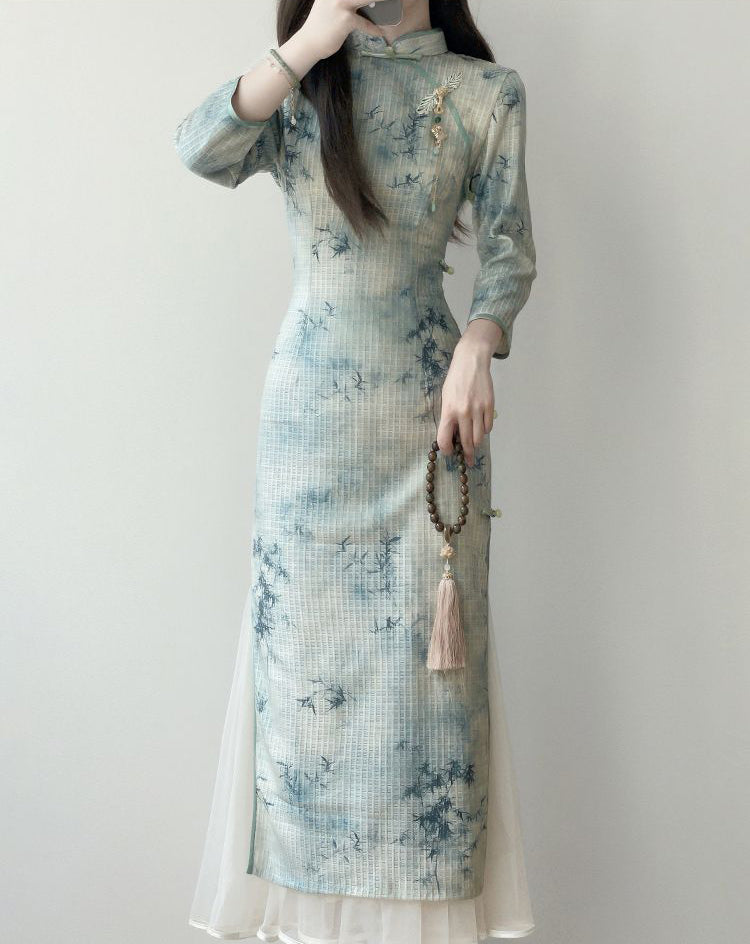 Misty Bamboo Long Sleeve Cheongsam [Single Cheongsam]