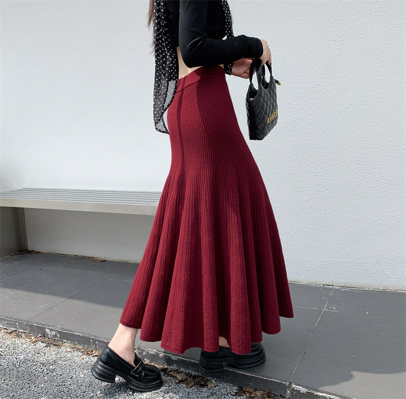 Knitted Ruffle Fishtail Skirt