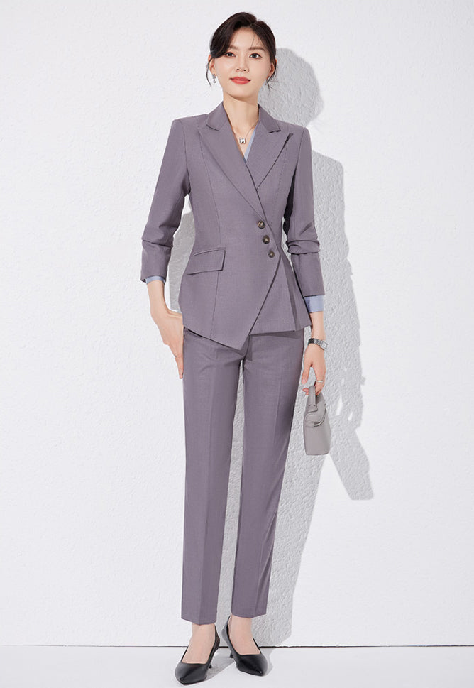 Irregular Length Jacket + + Either Trouser or Skirt Two Pieces Set