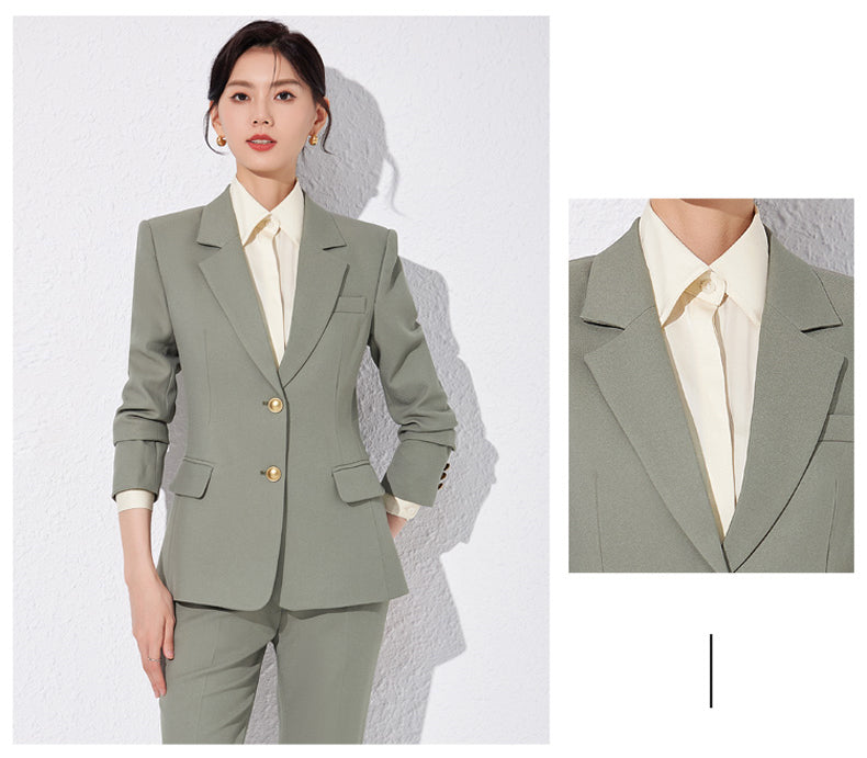 Single Breasted Suit Jacket + Either Trouser or Skirt Two Pieces Set