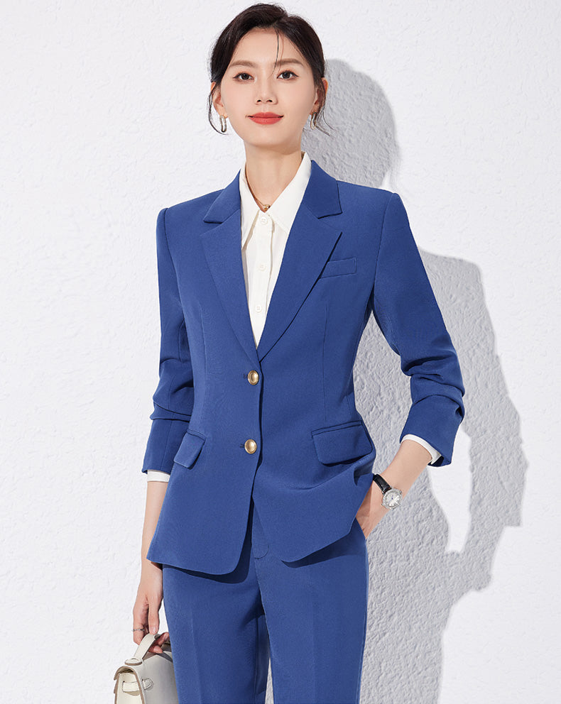 Single Breasted Suit Jacket + Either Trouser or Skirt Two Pieces Set