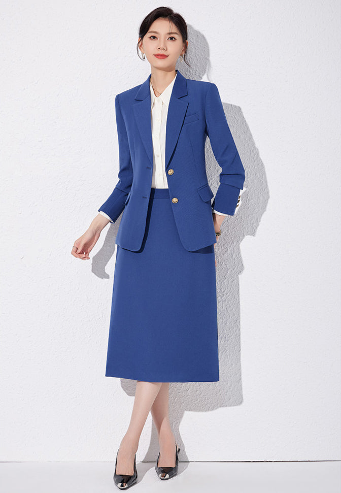 Single Breasted Suit Jacket + Either Trouser or Skirt Two Pieces Set