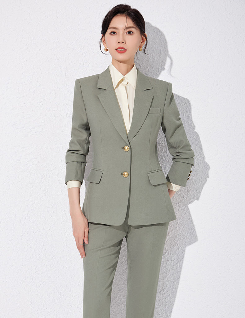 Single Breasted Suit Jacket + Either Trouser or Skirt Two Pieces Set