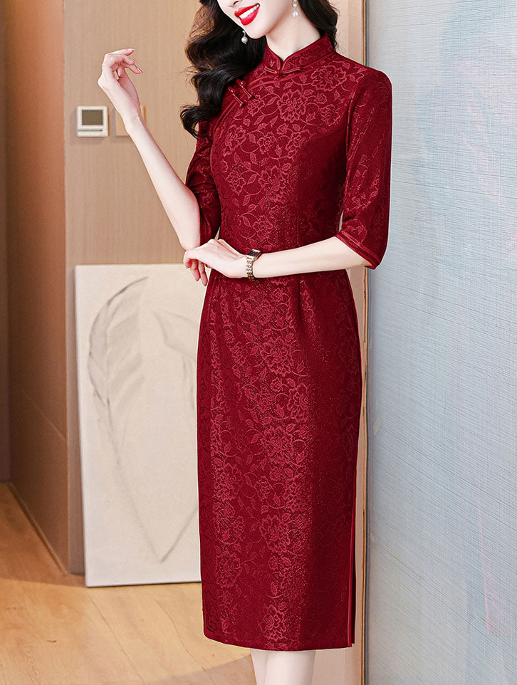 Stylish Red Cheongsam Banquet Dress