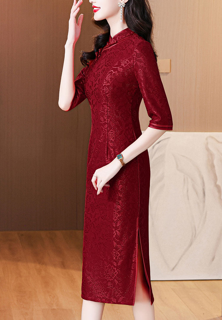 Stylish Red Cheongsam Banquet Dress