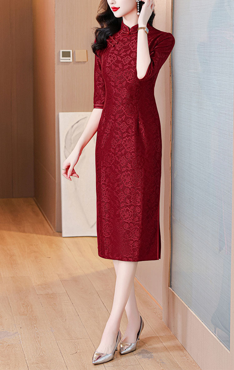 Stylish Red Cheongsam Banquet Dress