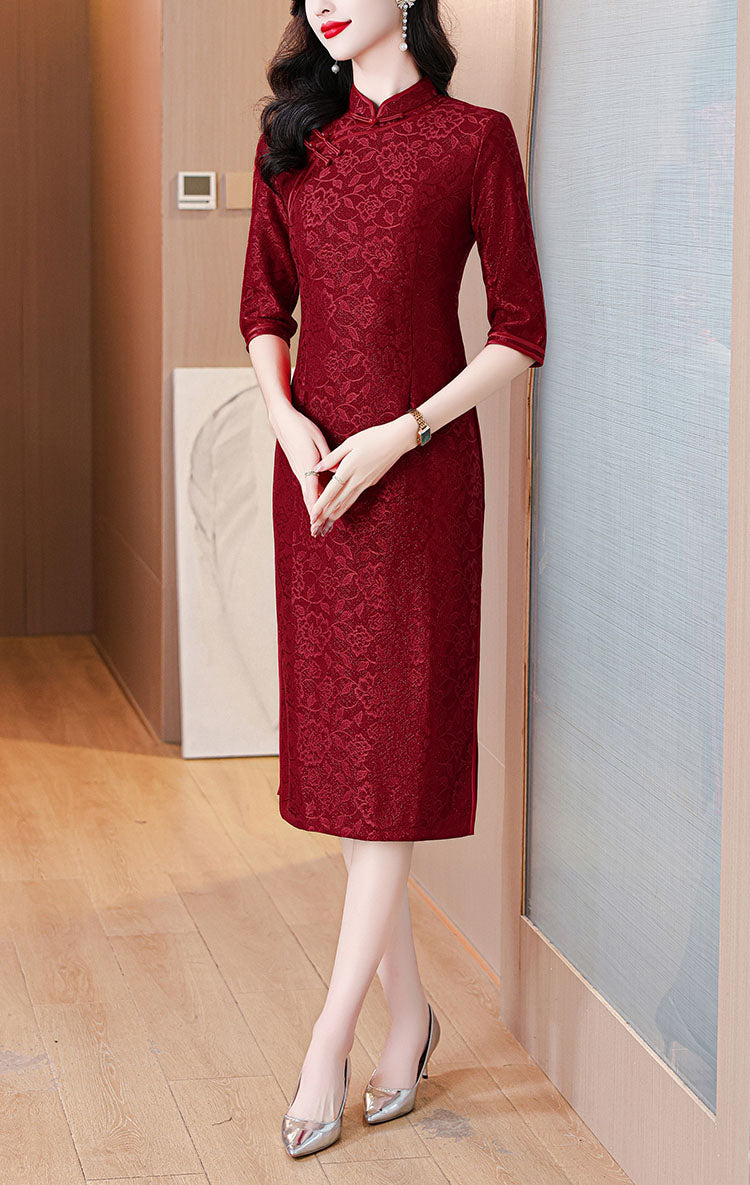 Stylish Red Cheongsam Banquet Dress