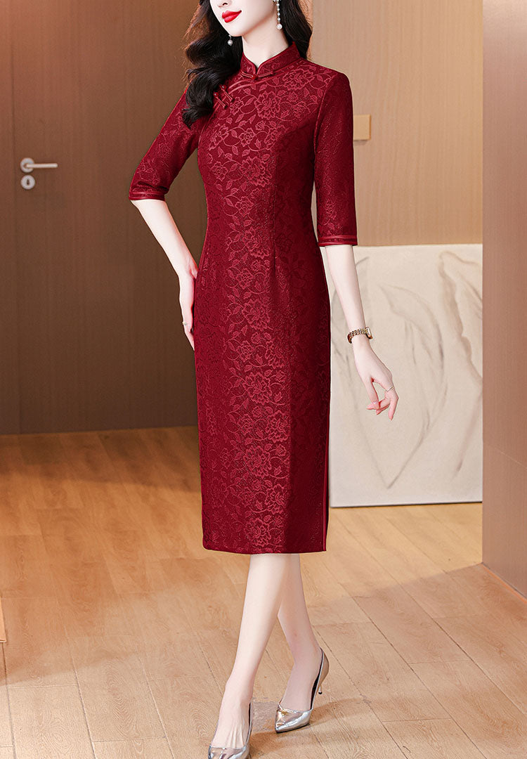 Stylish Red Cheongsam Banquet Dress