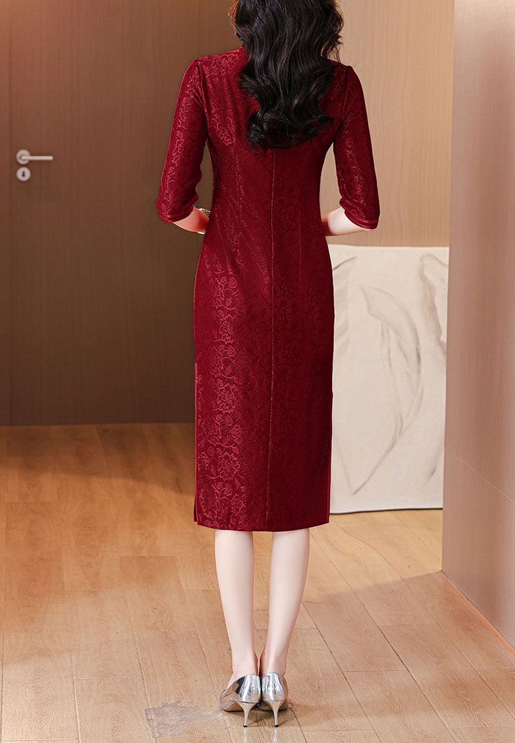 Stylish Red Cheongsam Banquet Dress