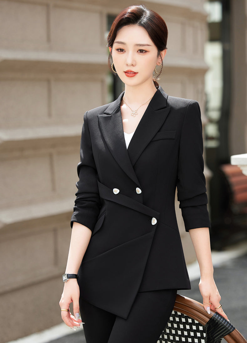 High-end Fashionable Women's Suits Jacket + Flare Trousers Two Pieces Set