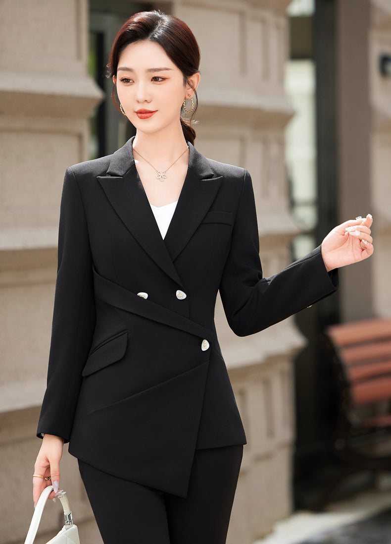 High-end Fashionable Women's Suits Jacket + Flare Trousers Two Pieces Set