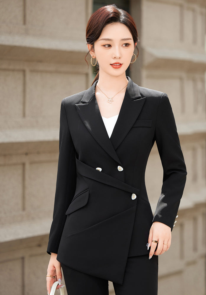 High-end Fashionable Women's Suits Jacket + Flare Trousers Two Pieces Set