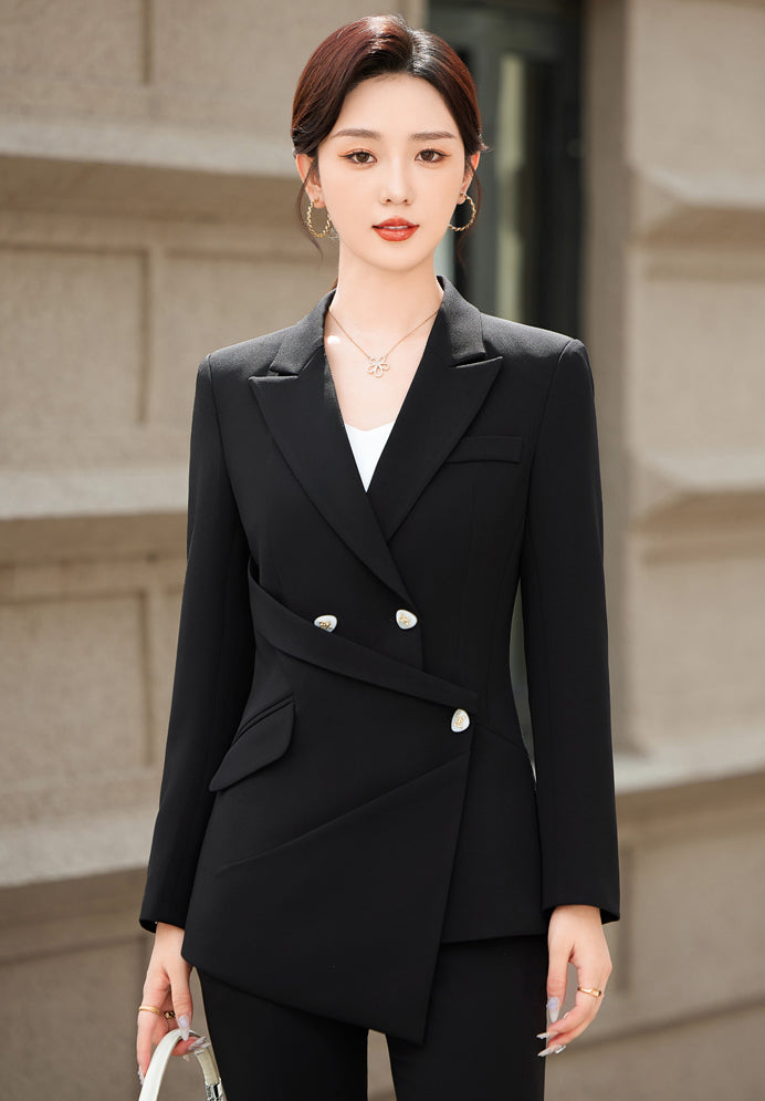 High-end Fashionable Women's Suits Jacket + Flare Trousers Two Pieces Set