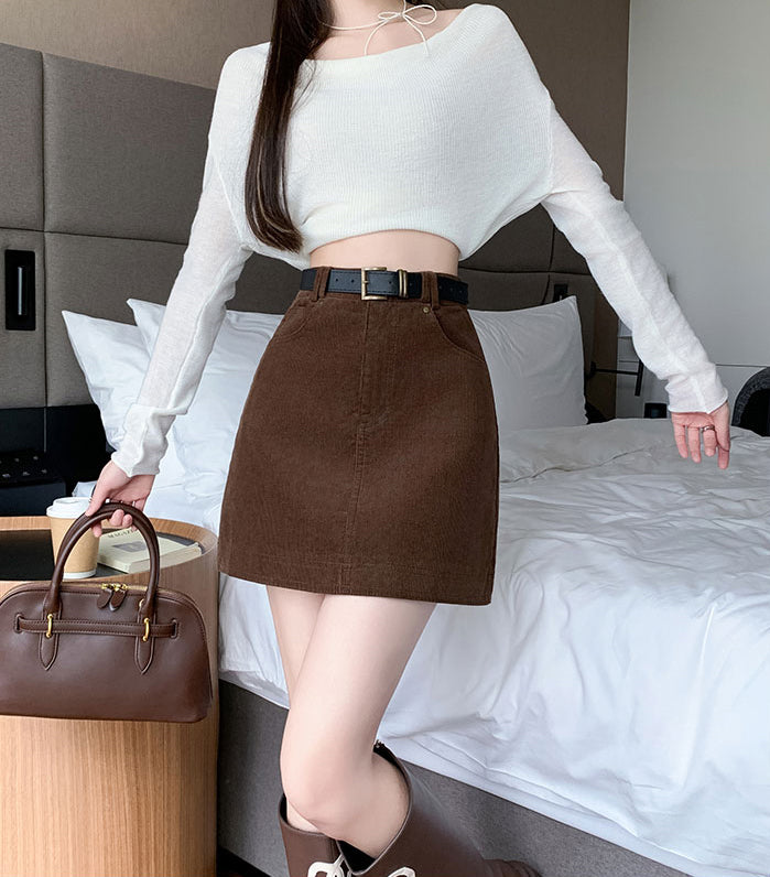 Retro Corduroy Mini Skirt