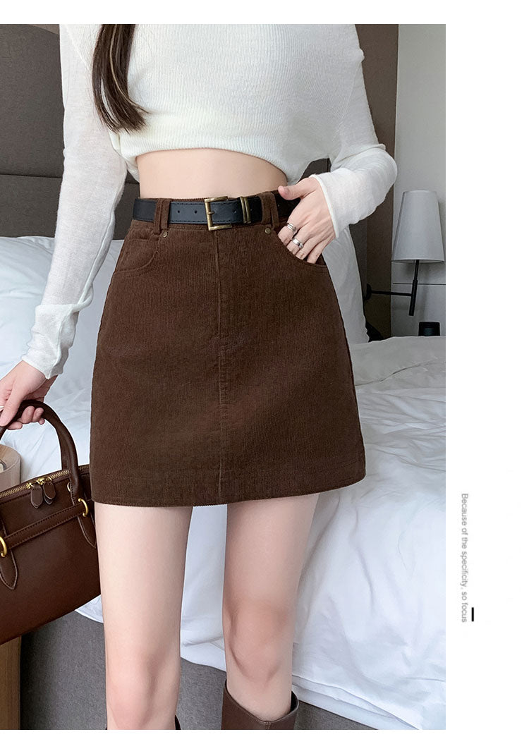 Retro Corduroy Mini Skirt