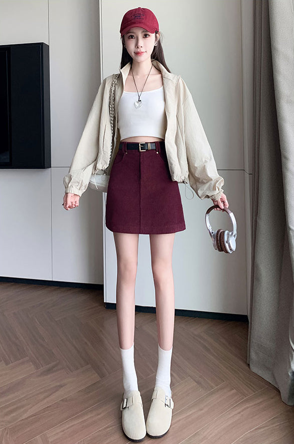 Retro Corduroy Mini Skirt