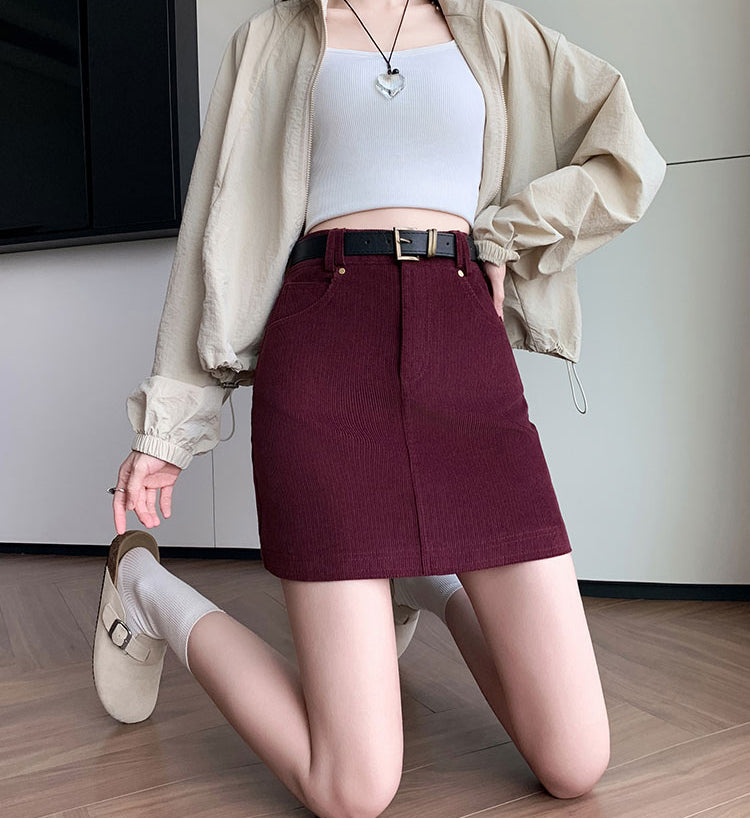 Retro Corduroy Mini Skirt