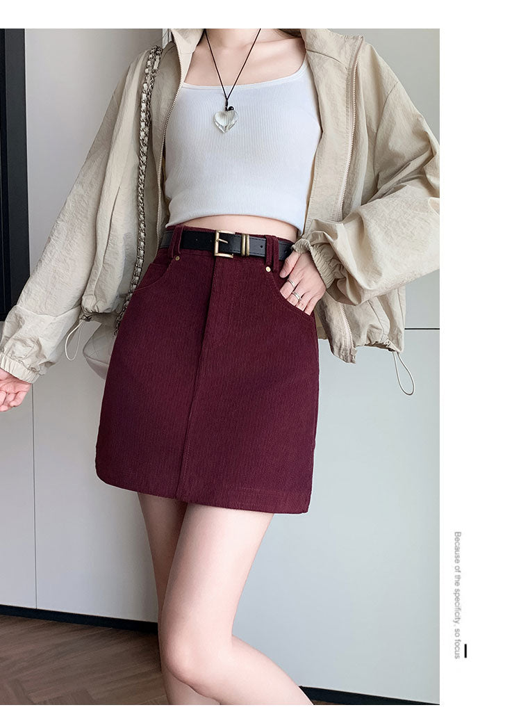 Retro Corduroy Mini Skirt