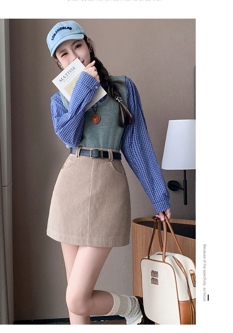 Retro Corduroy Mini Skirt