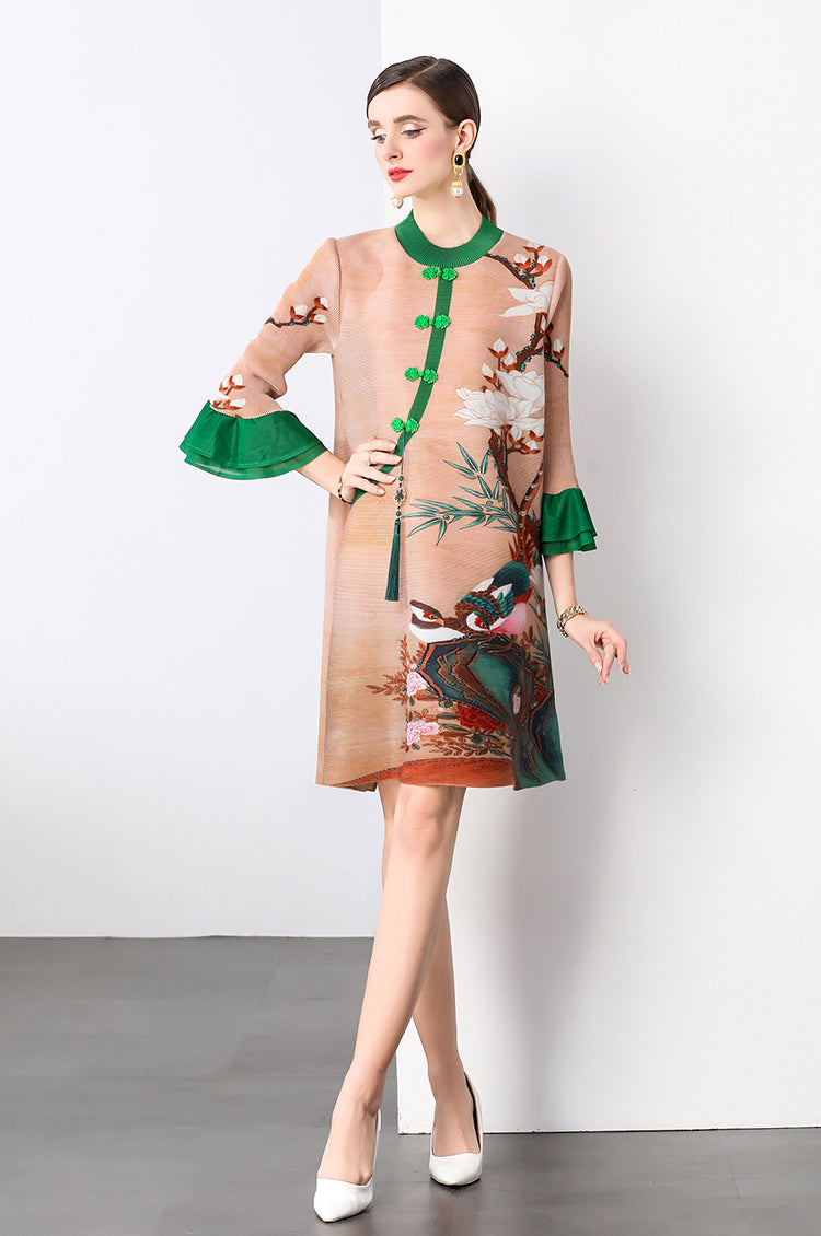 Khaki Wild Print Loose Dress