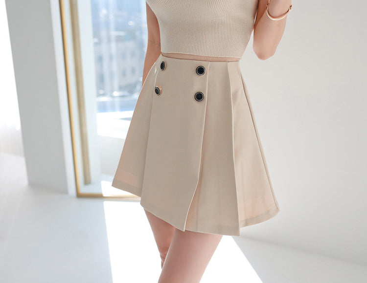 Light Khaki Crop Top Jacket + Mini Skirt Two Pieces Suit Set