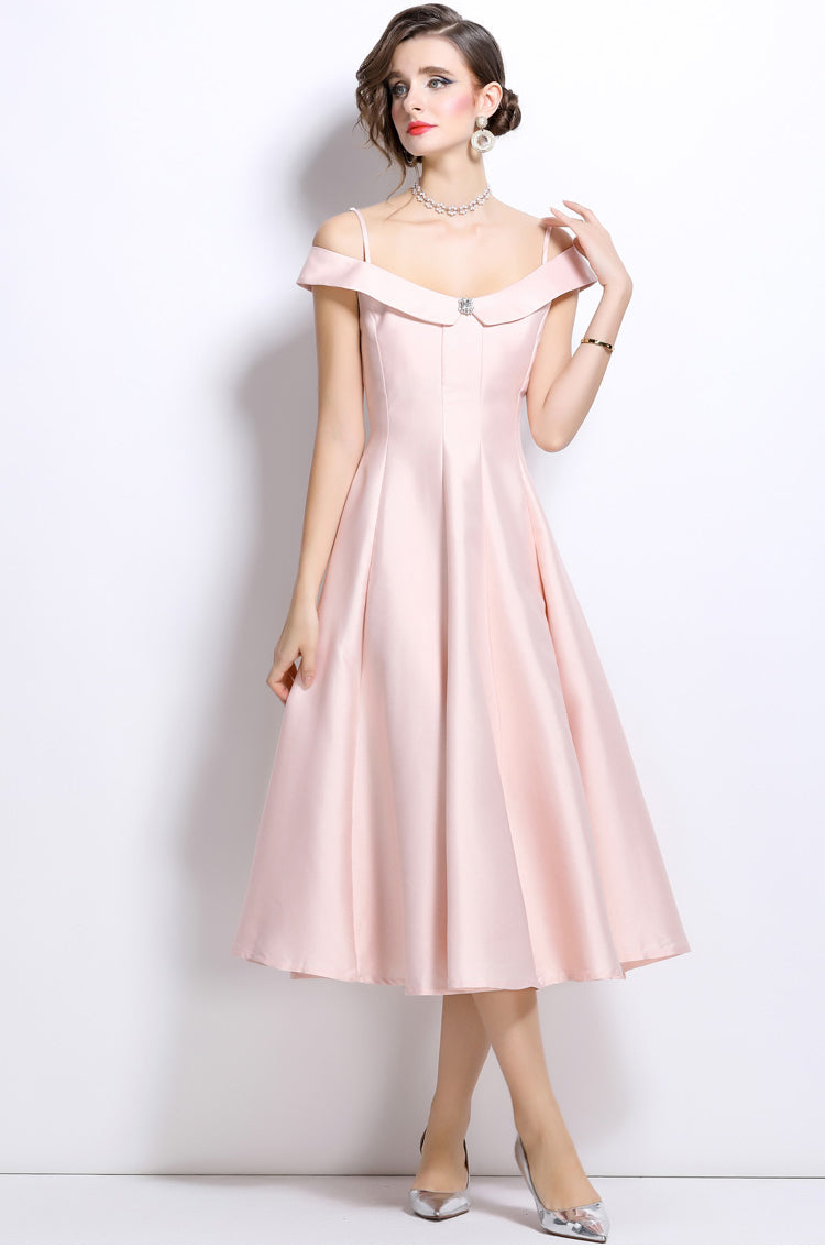 A-line Spaghetti Pleated Eevning Dress