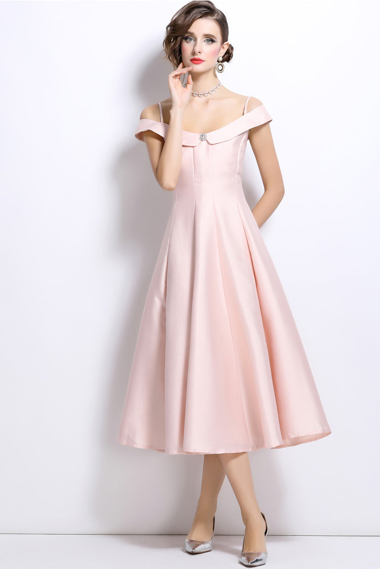 A-line Spaghetti Pleated Eevning Dress