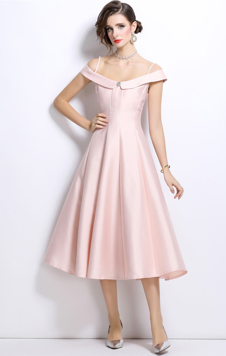 A-line Spaghetti Pleated Eevning Dress